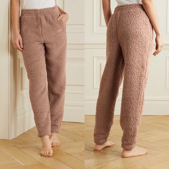 SKIMS Pants - Skims Teddy Sherpa Fleece Joggers Size L Tigers Eye Tan Brown